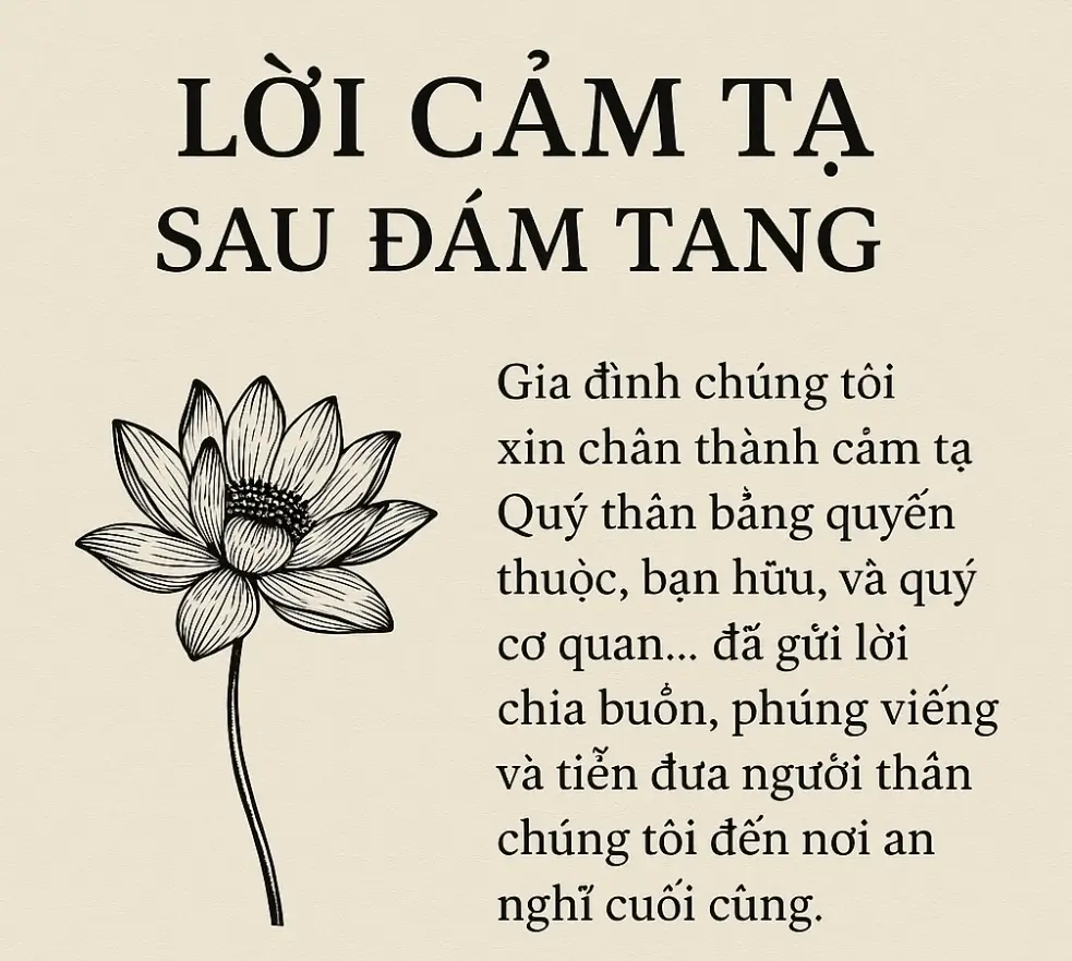 Lời cảm tạ sau tang lễ cần ngắn gọn và súc tích