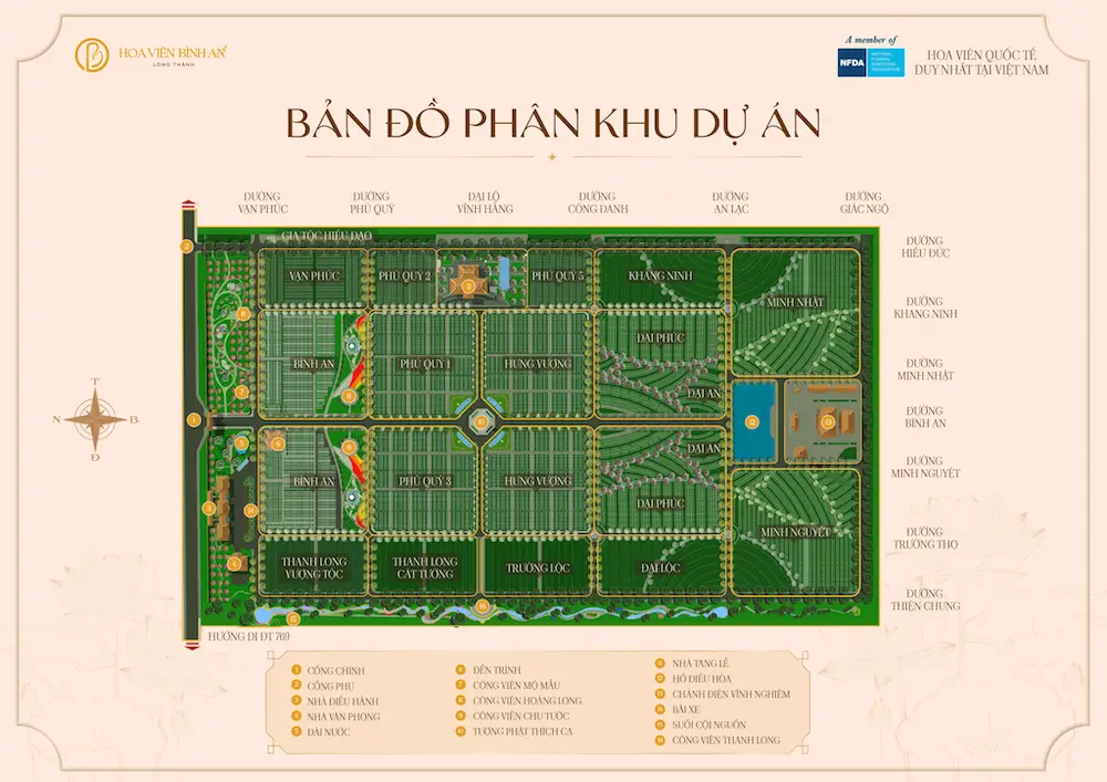 Bản đồ phân khu dự án nghĩa trang Bình An