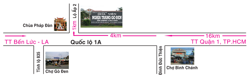 đường đi đến nghĩa trang Gò Đen