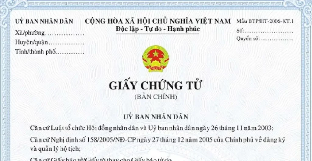 Mẫu giấy chứng tử